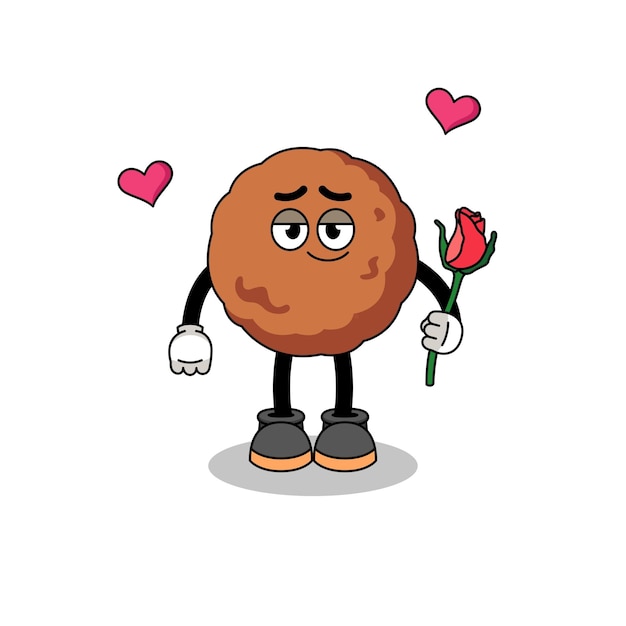 Meatball mascot falling in love character design