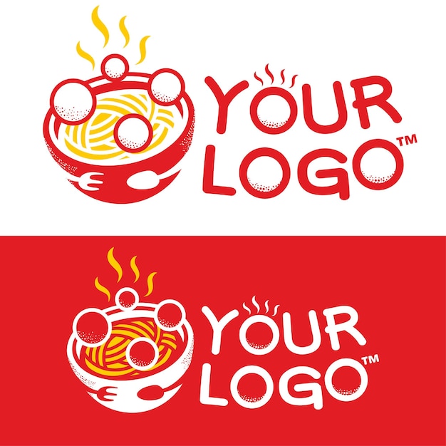 Meatball and noodles bakso company logo template