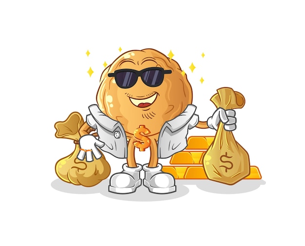 Vector the meatball rich character. cartoon mascot vector