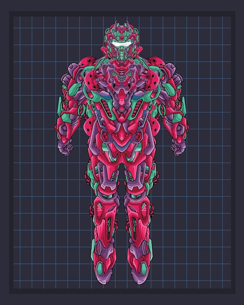 Illustrazione del robot corpo mecha questa è un'illustrazione vettoriale ideale per mascotte e tatuaggi o grafica tshirt