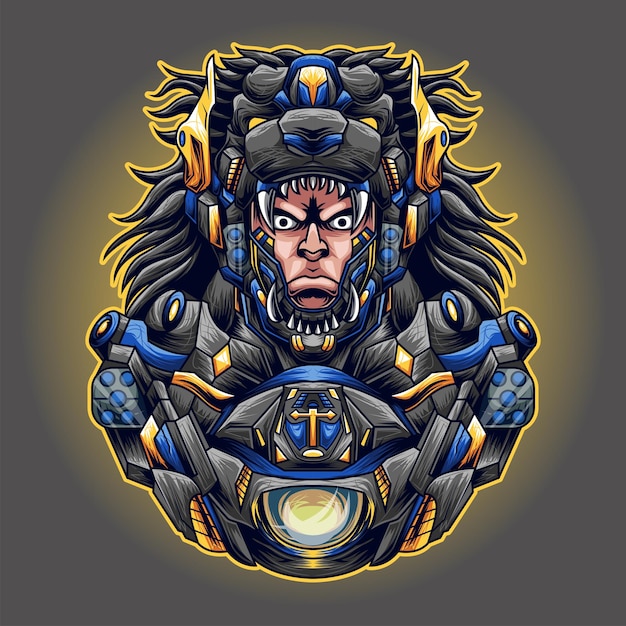 Mecha cyborg Lion Man Illustratie