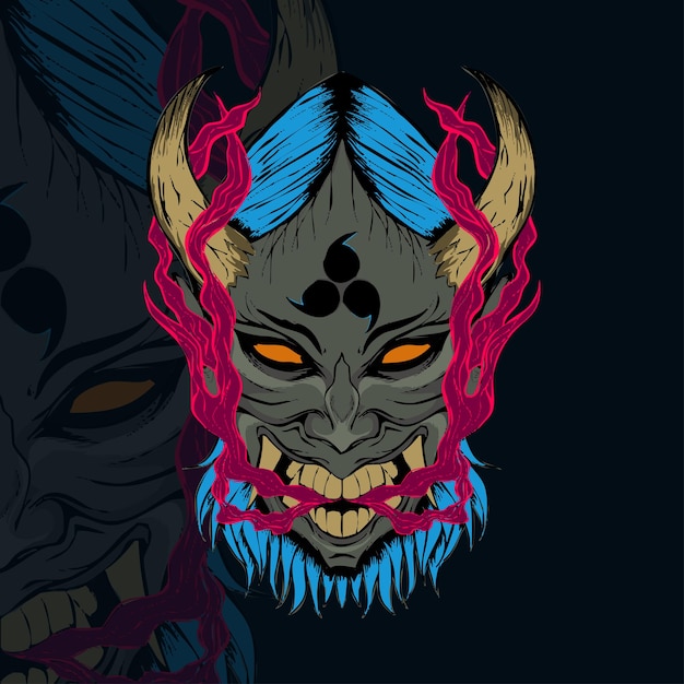 Mecha Devil Skull Vector Logo