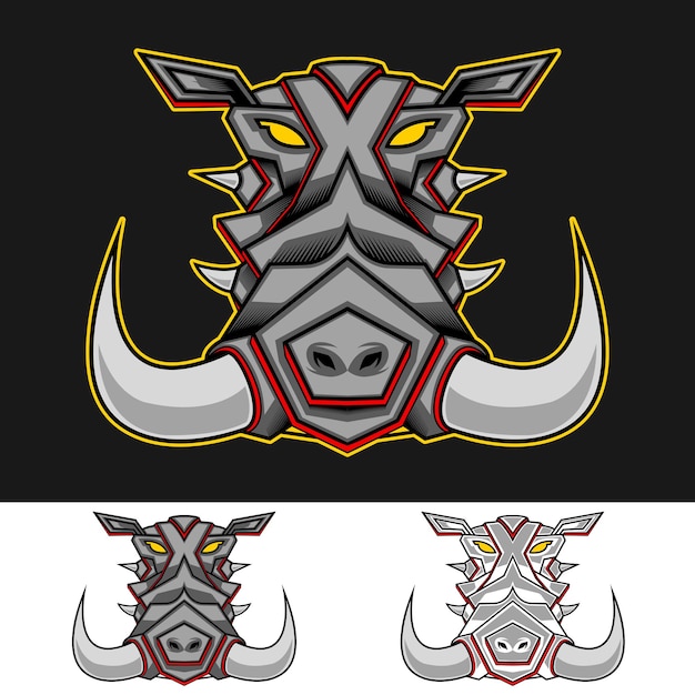 Mecha head boar mascot logo