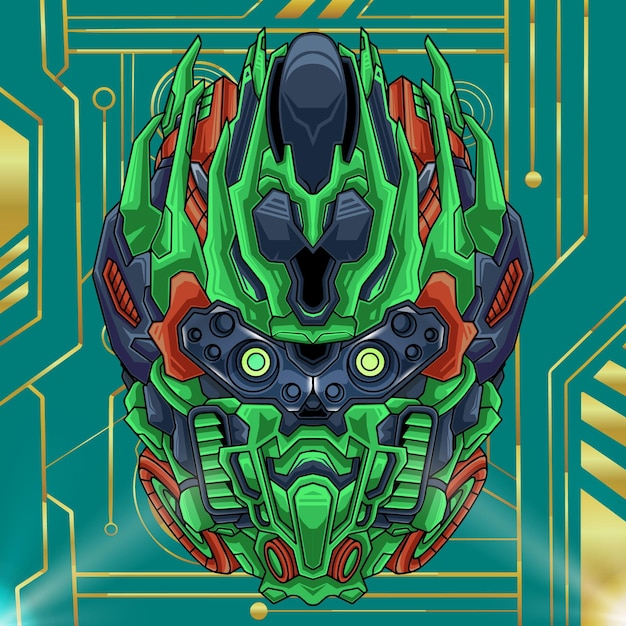 Mecha head character illustration