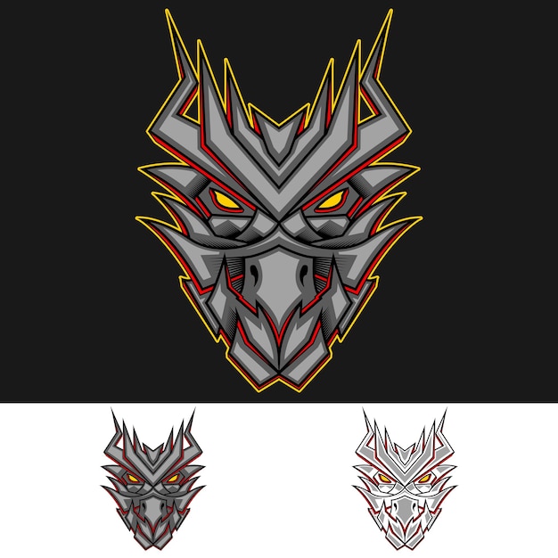 Vector mecha head dragon mascot logo