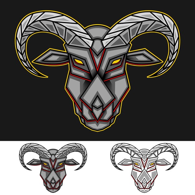 Mecha Head Goat Mascot Logo