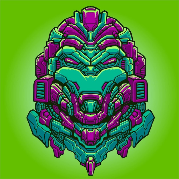 Vector mecha helmet head character design