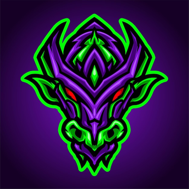 Mecha Neon Dragon robo head vector