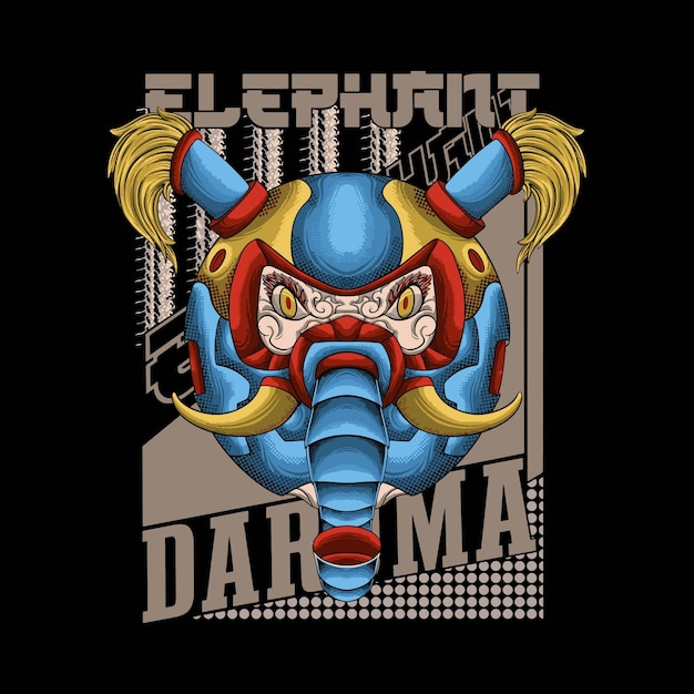 Vector mecha olifant schedel illustratie