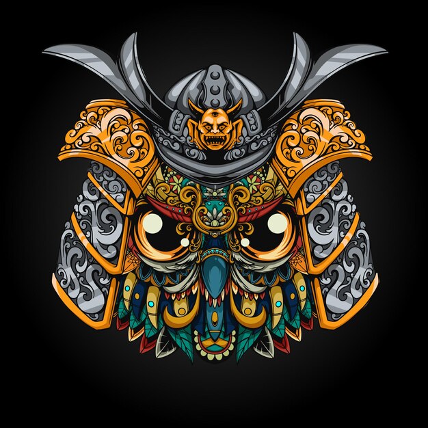 Mecha owl helmet illustration