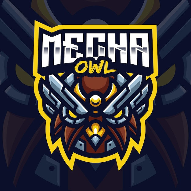 Vector mecha owl mascot gaming logo-sjabloon voor esports streamer facebook youtube