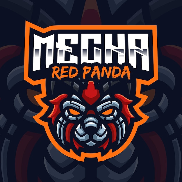 Шаблон игрового логотипа mecha red panda mascot для esports streamer facebook youtube