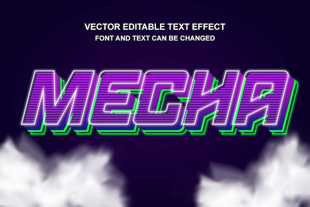 Vettore mecha robot macchina tipografia effetti di testo modificabili font evagelion stile modello di progettazione sfondo