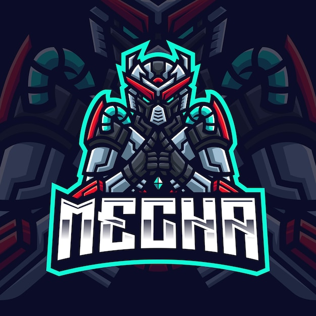 Vector mecha robot mascot gaming logo-sjabloon voor esports streamer facebook youtube