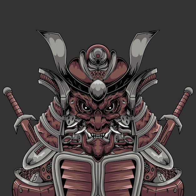 Vettore mecha robot samurai head illustration design che ti farà risaltare