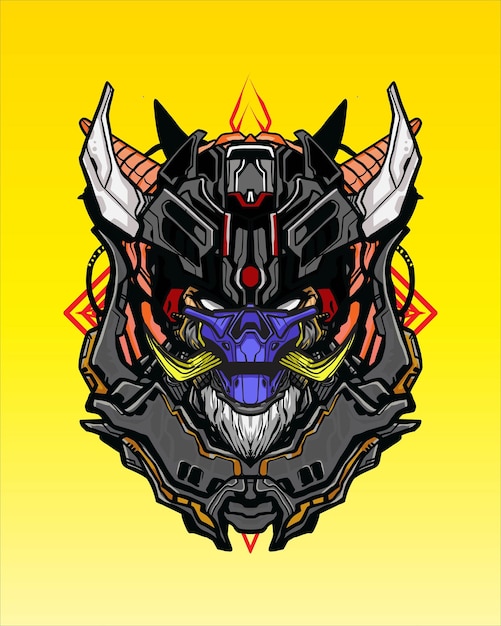 Mecha skull character tshirt illustration