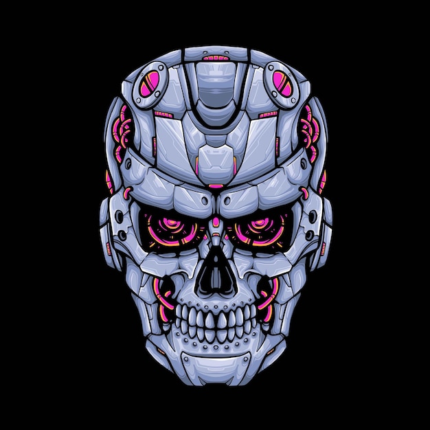 Vector mecha skull head vector illustration