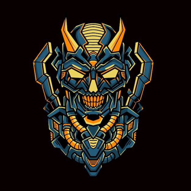 Mecha skull illustratie