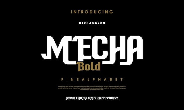 Mecha tech robot alfabet technologie lettertype logo sport muziek spel typografie