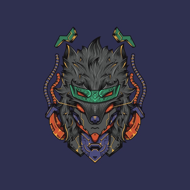 Vector mecha wolf illustration