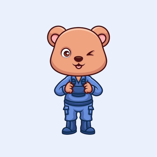 Vector mechanic bear leuk cartoon personage