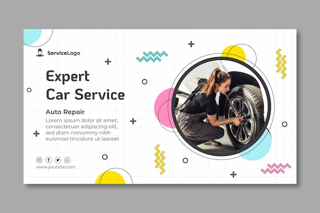 Vector mechanic car service banner template