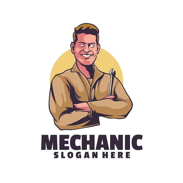 Mechanic character logo template