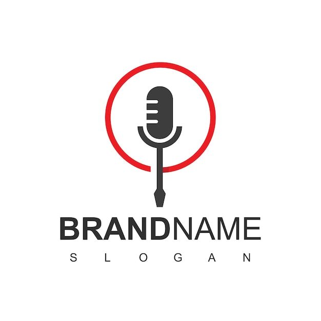 Mechanic Forum And Podcast Logo With Screwdriver And Microphone Symbol