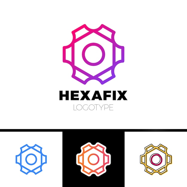 Mechanic Gear Fix Hexagon Abstract Logo ontwerp