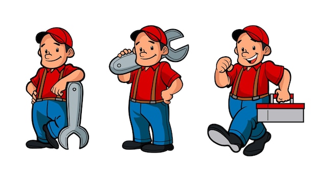 Mechanic guy set illustration