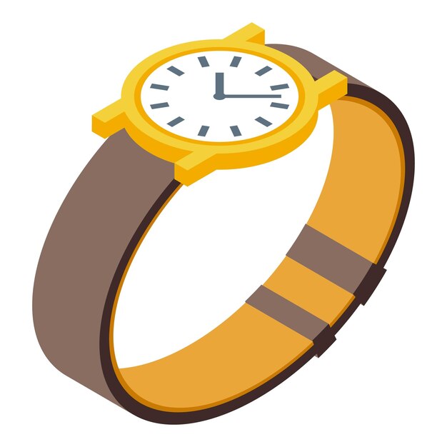 Mechanic hand watch icon isometric vector retro analogue old device