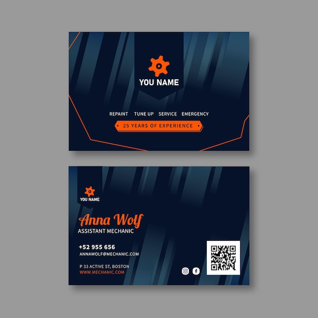 Mechanic horizontal business card