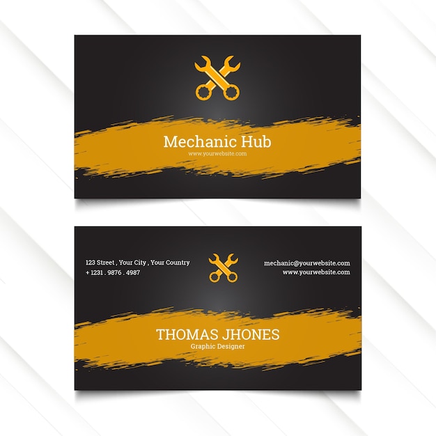 Vector mechanic hub horizontal business card template