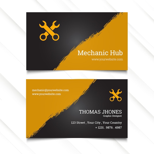 Вектор Шаблон горизонтальной визитки mechanic hub