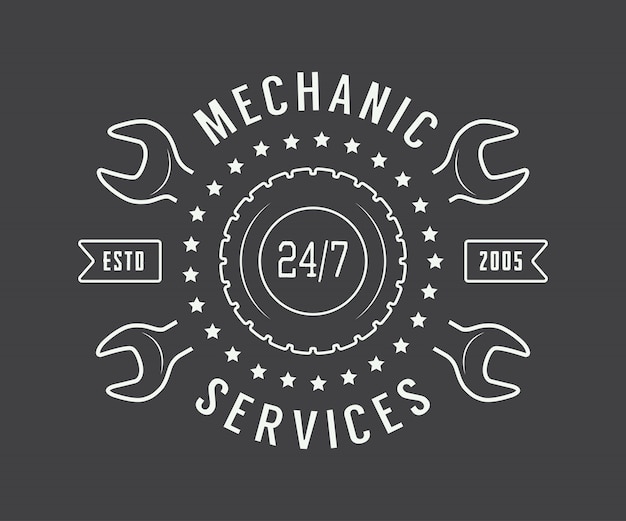 mechanic label, emblem