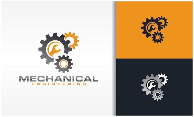 mechanic logo with gear and wrench