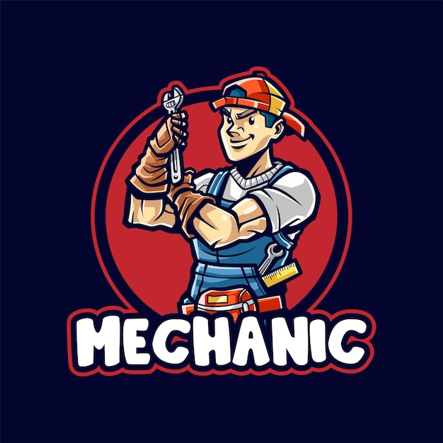 Mechanic man Cartoon mascot logo