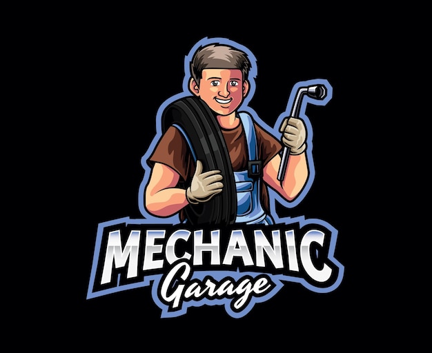 Vector mechanic mascot logo design