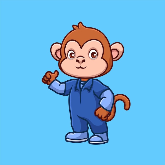 Mechanic Monkey Cute Cartoon