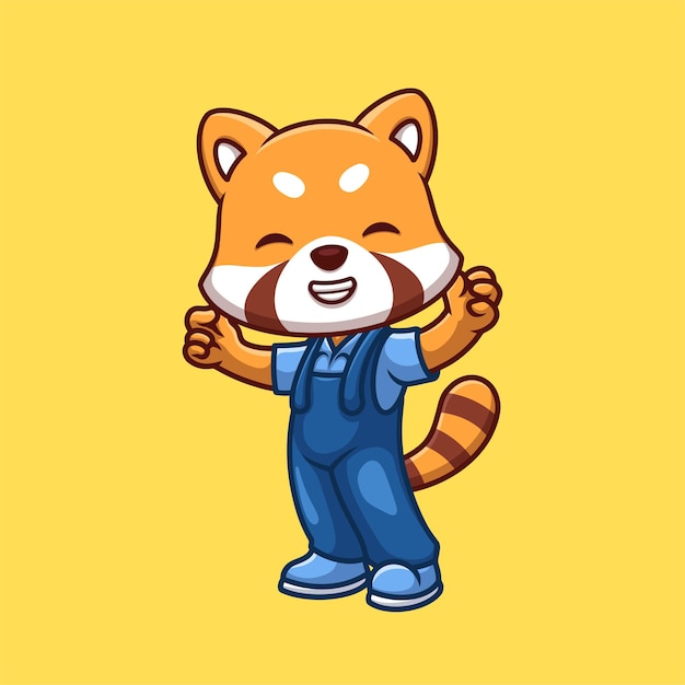 Mechanic Red Panda Cute Cartoon