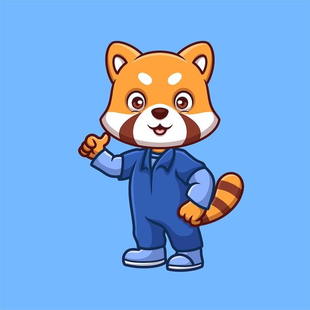 Mechanic Red Panda Cute Cartoon