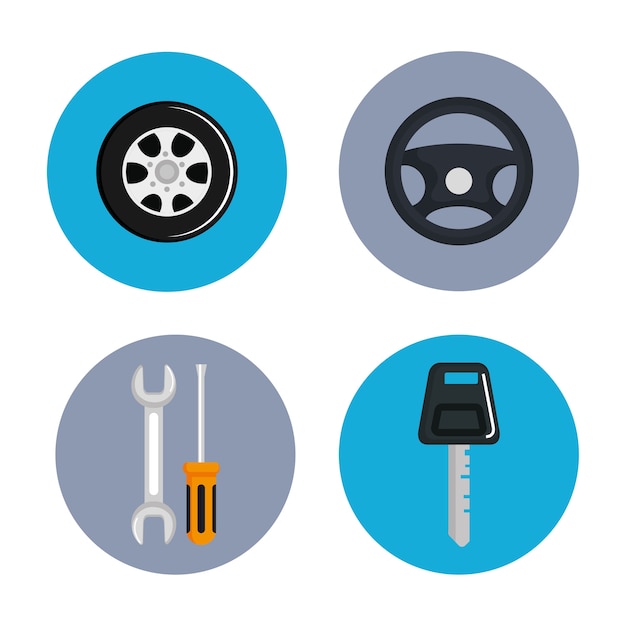 Mechanic service set icons