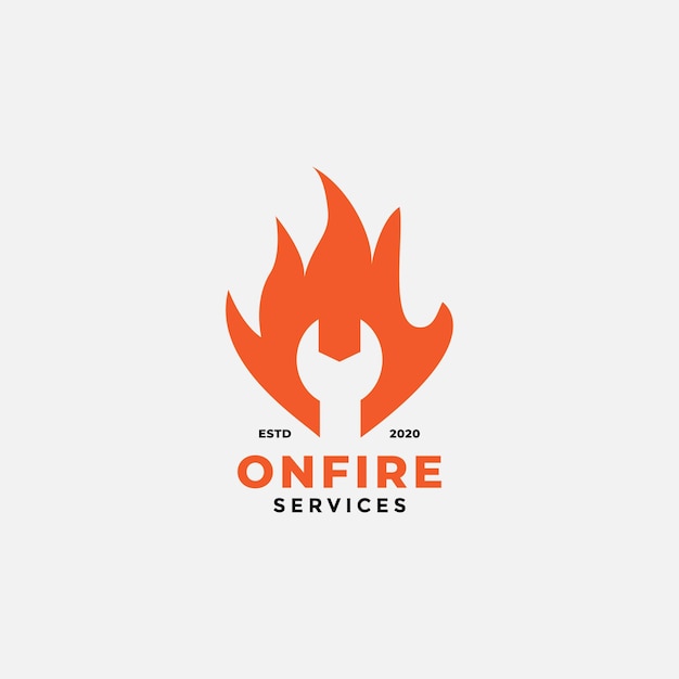 Vettore spirito meccanico sul fuoco logo design