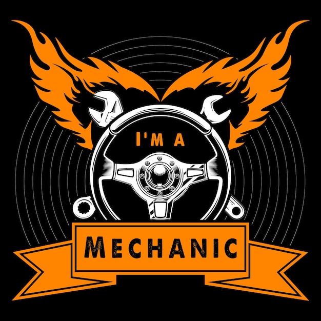 Vector mechanic t shirt design
