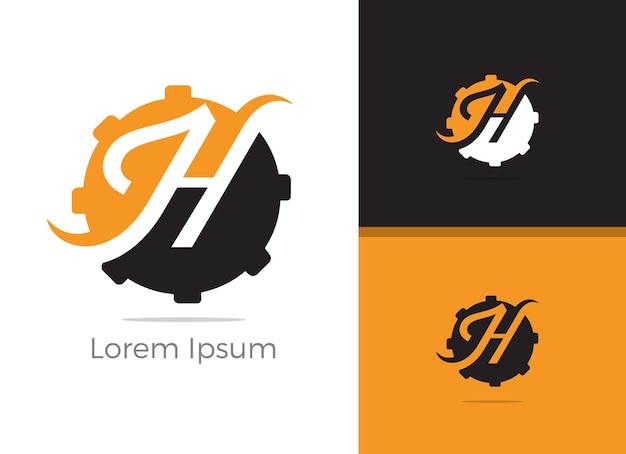 Mechanic Tool H letter logo ontwerp, letter h in vector versnellingspictogram.