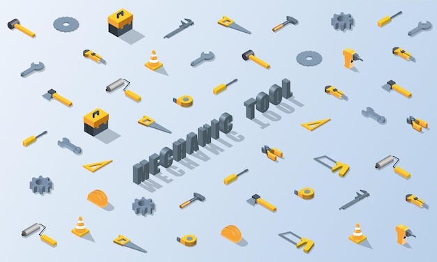 Mechanic tool isometric background vector design