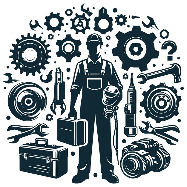 Mechanic tools Cut Files For Silhouette Vector Files