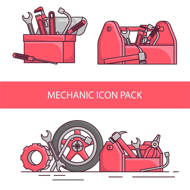 Vector mechanic tools icon pack