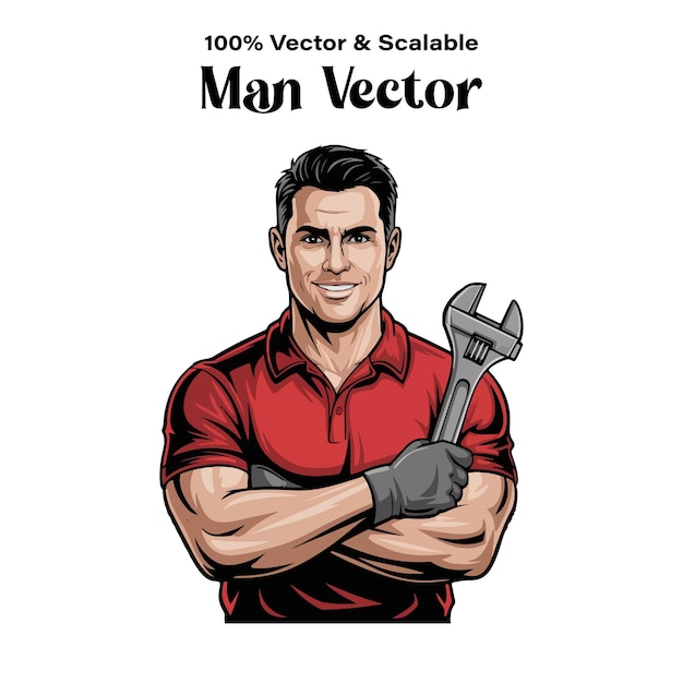 Mechanic with a wrench vector illustration