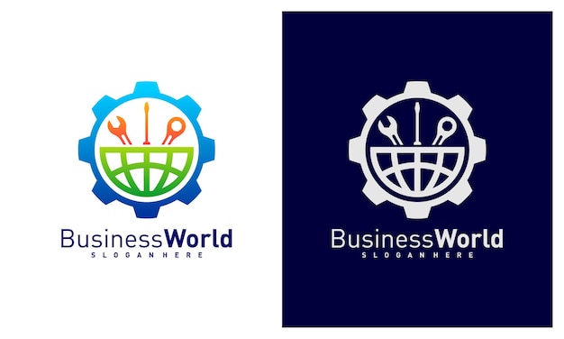 Векторный шаблон логотипа mechanic world креативные концепции дизайна логотипа мира